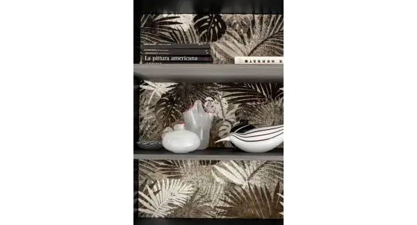 Librería Broadway madera metal y respaldo tapizado Devina