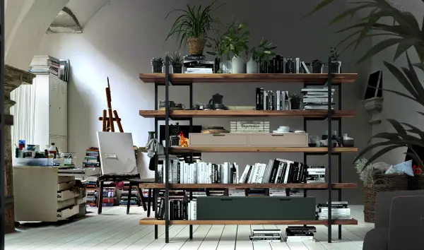 Librería 2 cajones industrial Loft Fusion