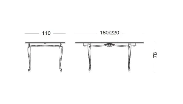 Mesa de comedor extensible oval blanco envejecido
