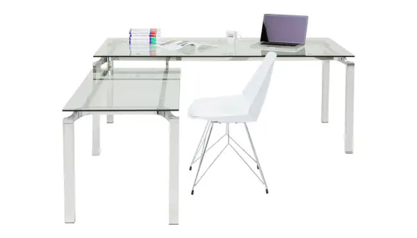Mesa de escritorio cristal y acero cromado Winkelcombi
