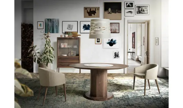 Vitrina nogal diseño italiano 2 cajones