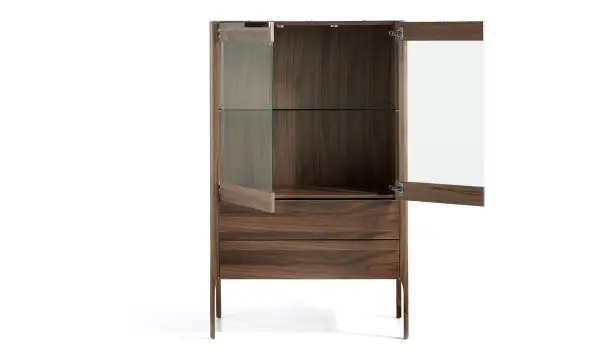 Vitrina nogal diseño italiano 2 cajones
