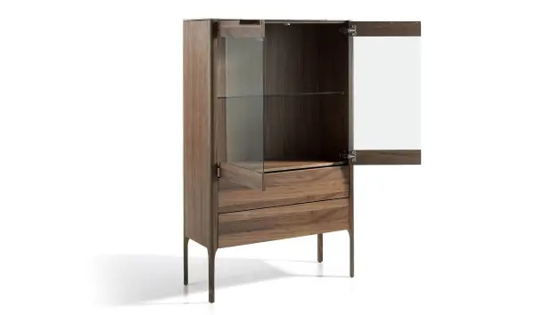 Vitrina nogal diseño italiano 2 cajones