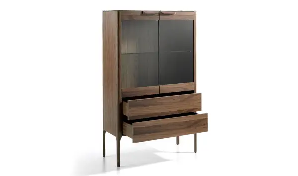 Vitrina nogal diseño italiano 2 cajones