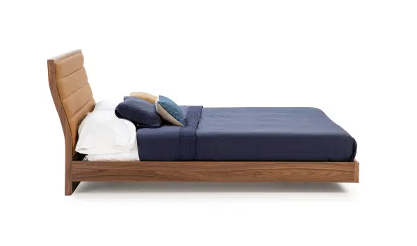 Cama moderna nogal y piel Vitale para colchón 150x200