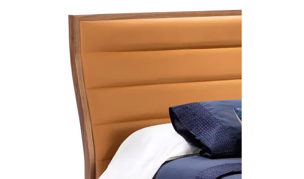 Cama moderna nogal y piel Vitale para colchón 150x200
