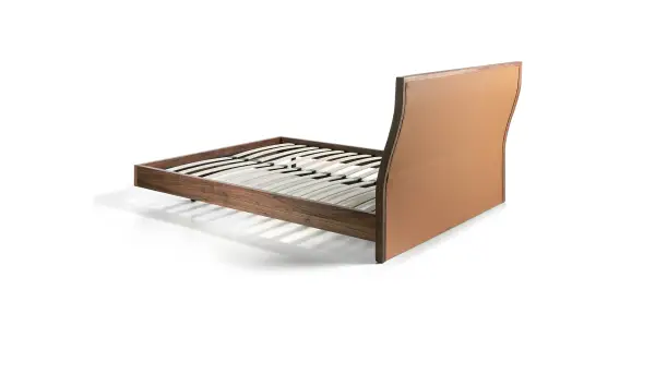 Cama moderna nogal y piel Vitale para colchón 150x200