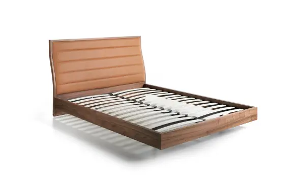 Cama moderna nogal y piel Vitale para colchón 150x200