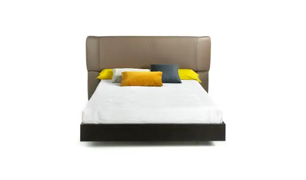 Cama moderna roble y piel Lia para colchón 150x200