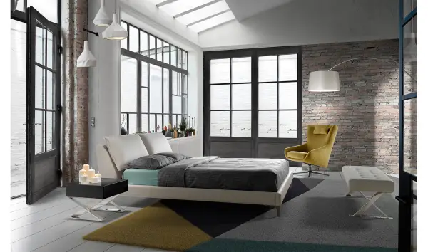 Cama moderna elevable tapizada Rinaldi para colchón 160x200