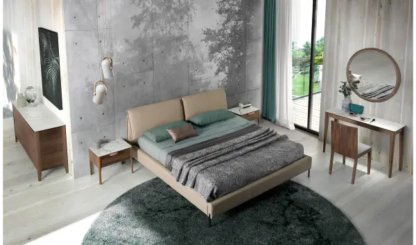 Cama moderna tapizada cabecero elevable Leone para colchón 180x200