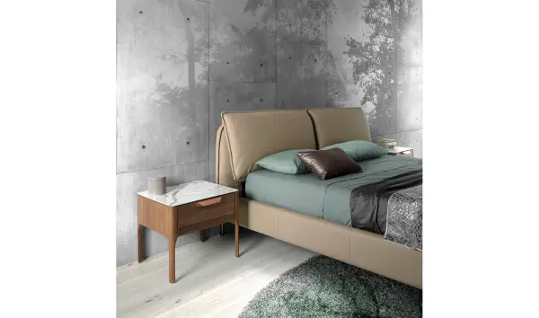 Cama moderna tapizada cabecero elevable Leone para colchón 180x200