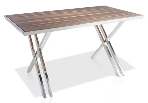 Mesa de escritorio acero inox y nogal Ángel Cerdá Kaelen