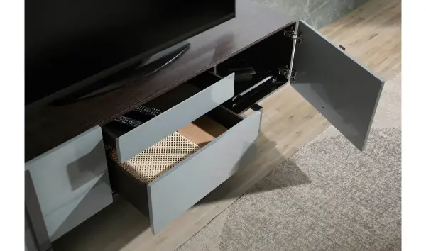 Mueble TV moderno roble y laca Enrico