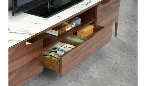 Mueble de TV moderno Nogal y cerámica Sivori