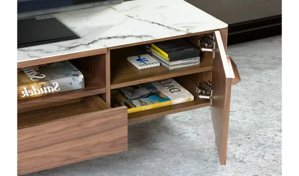 Mueble de TV moderno Nogal y cerámica Sivori