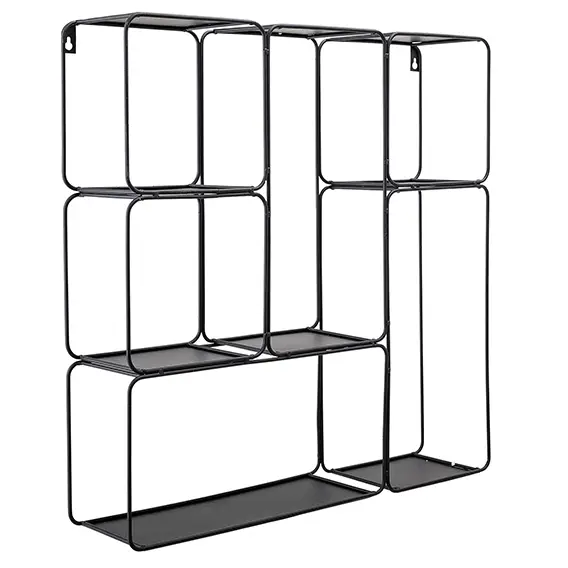 Estante de pared negro de metal