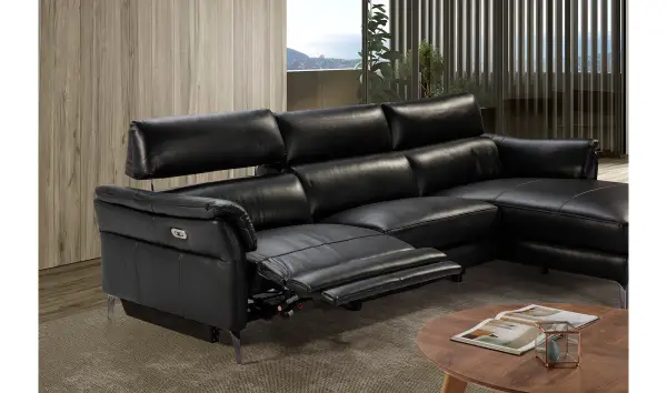 Sofá con chaise longue moderno piel y acero Tremezzina