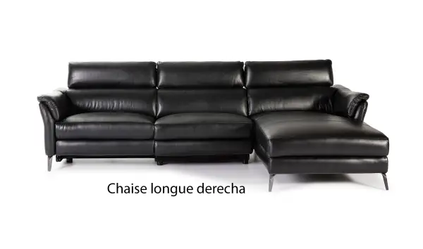 Sofá con chaise longue moderno piel y acero Tremezzina