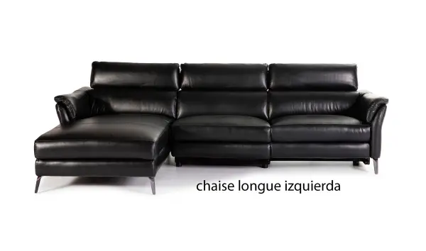 Sofá con chaise longue moderno piel y acero Tremezzina
