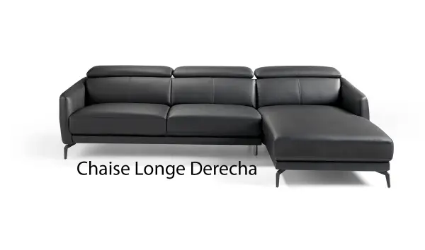 Sofá con chaise longue moderno piel y acero Atrani