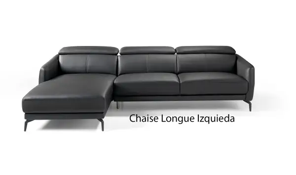 Sofá con chaise longue moderno piel y acero Atrani