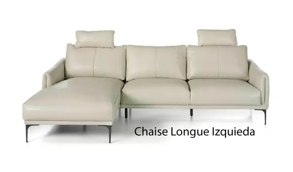 Sofá con chaise longue piel y acero Otranto