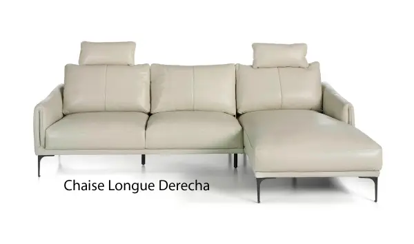 Sofá con chaise longue piel y acero Otranto
