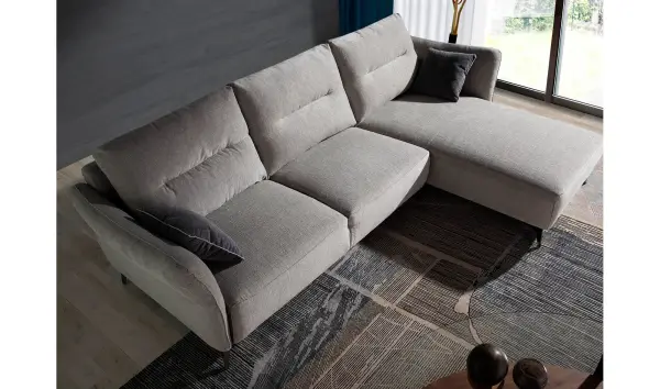 Sofá con chaise longue moderno tapizado y acero Dozza