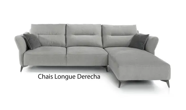 Sofá con chaise longue moderno tapizado y acero Dozza
