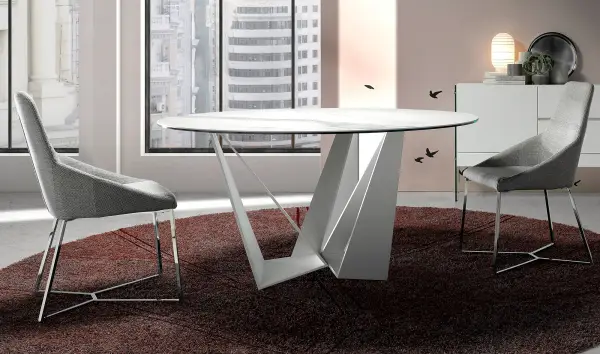 Silla moderna tapizada y acero Diavolezza