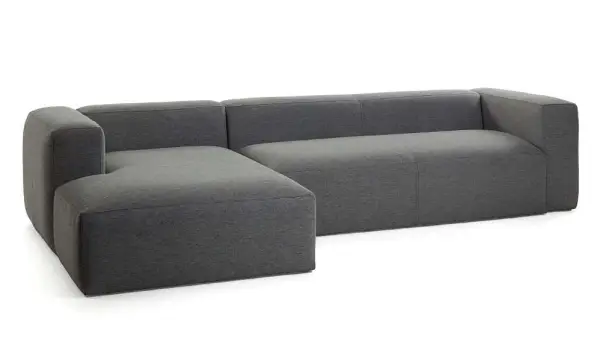 Sofá 3 plazas con chaise logue derecho Blok Gris oscuro