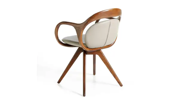 Sillón moderno tapizado y nogal Spropolo