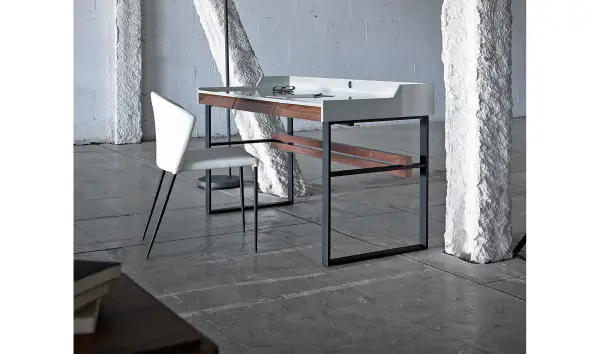 Silla moderna tapizada y acero Lazzaro