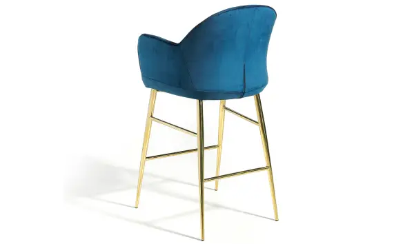 Taburete moderno tapizado y acero dorado Bessa