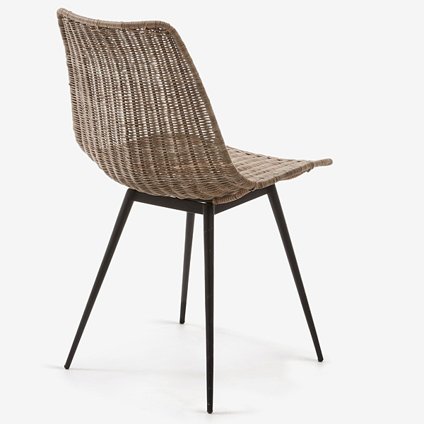 Silla metal negro ratán natural EQUAL