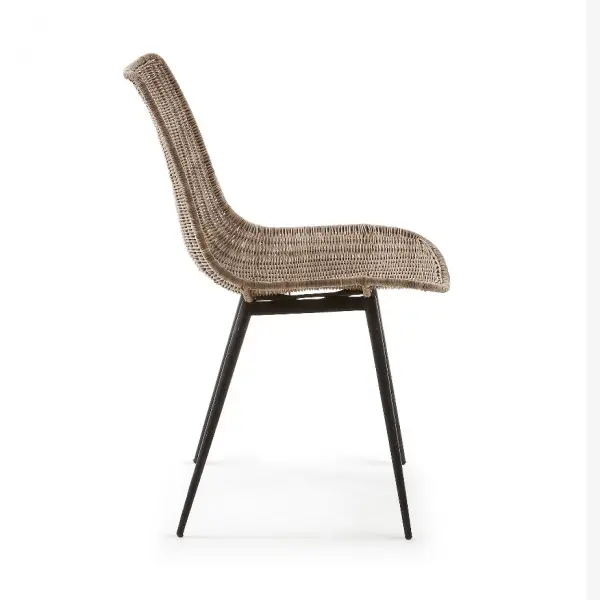 Silla metal negro ratán natural EQUAL