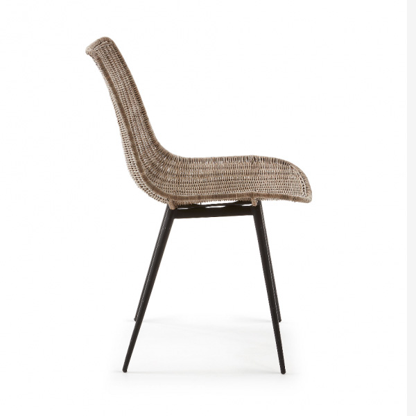 Silla metal negro ratán natural EQUAL