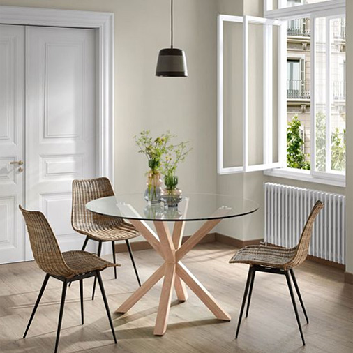 Silla metal negro ratán natural EQUAL