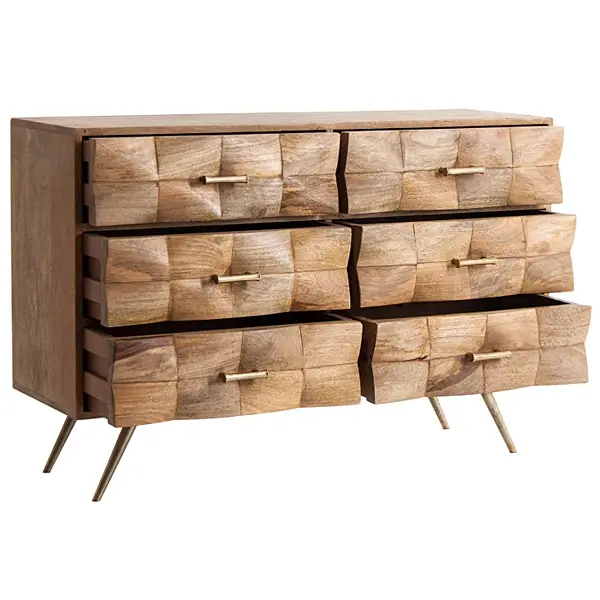 Cómoda 6 cajones de madera natural