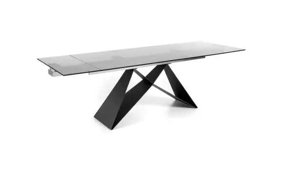 Mesa de comedor moder cristal ahumado y metal Mumm