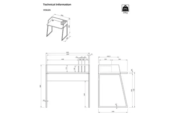 Mesa de escritorio nórdica Volga