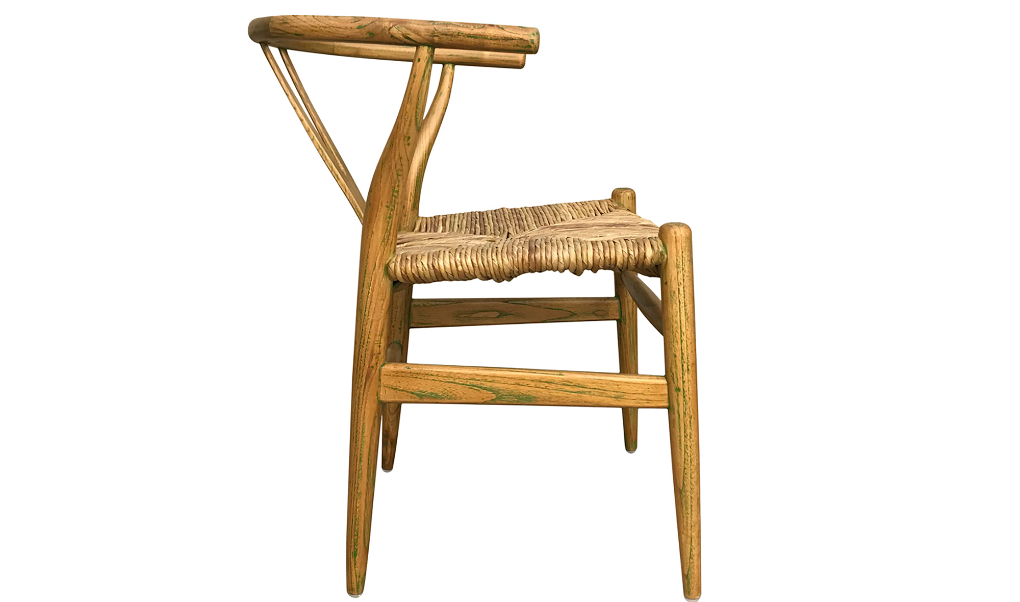 Sillón vintagl rarán y teca decape verde Mortel