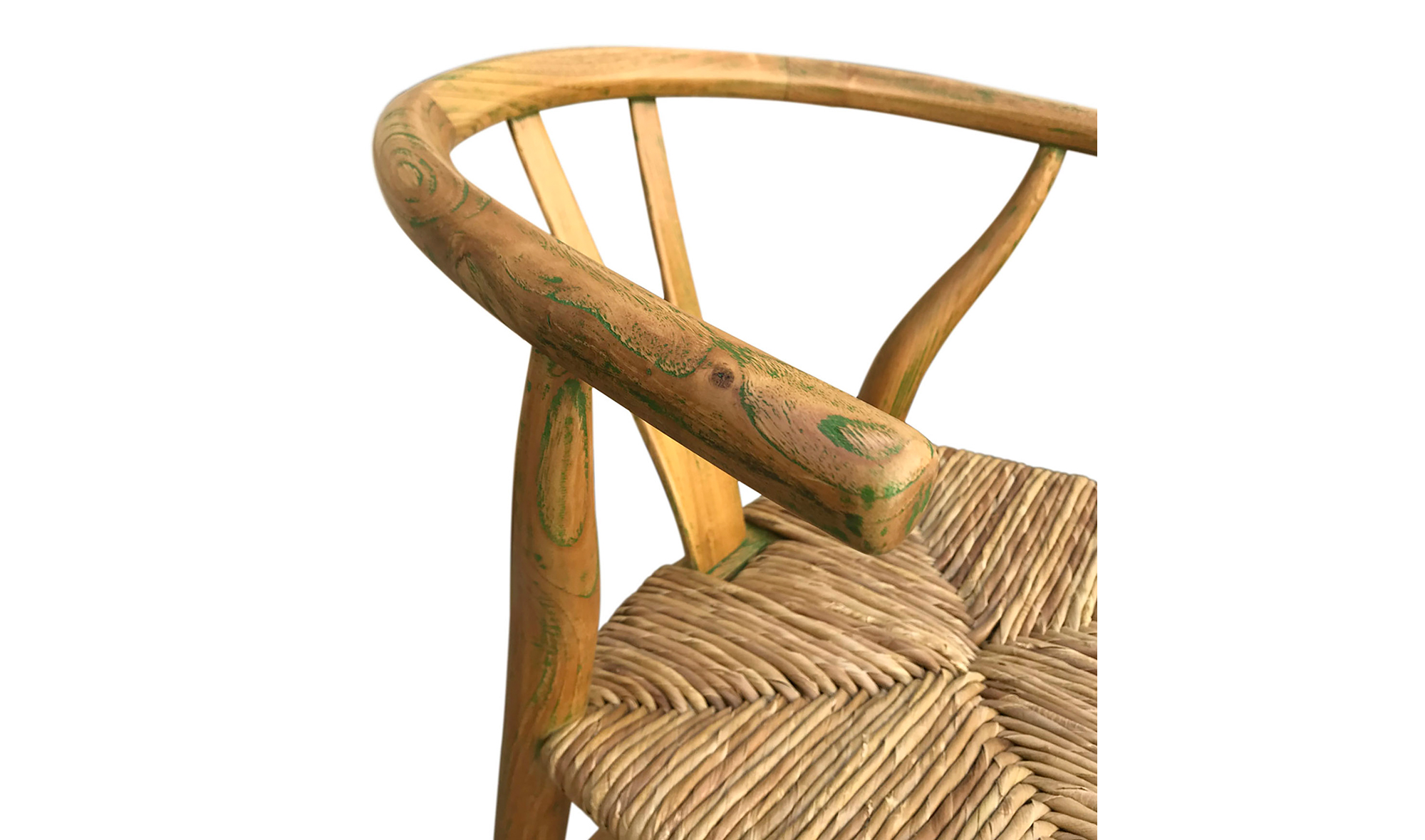 Sillón vintagl rarán y teca decape verde Mortel