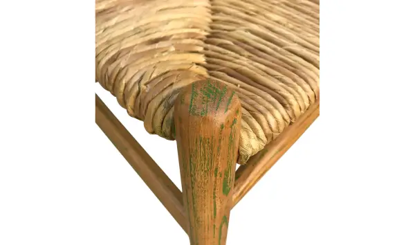 Sillón vintagl rarán y teca decape verde Mortel