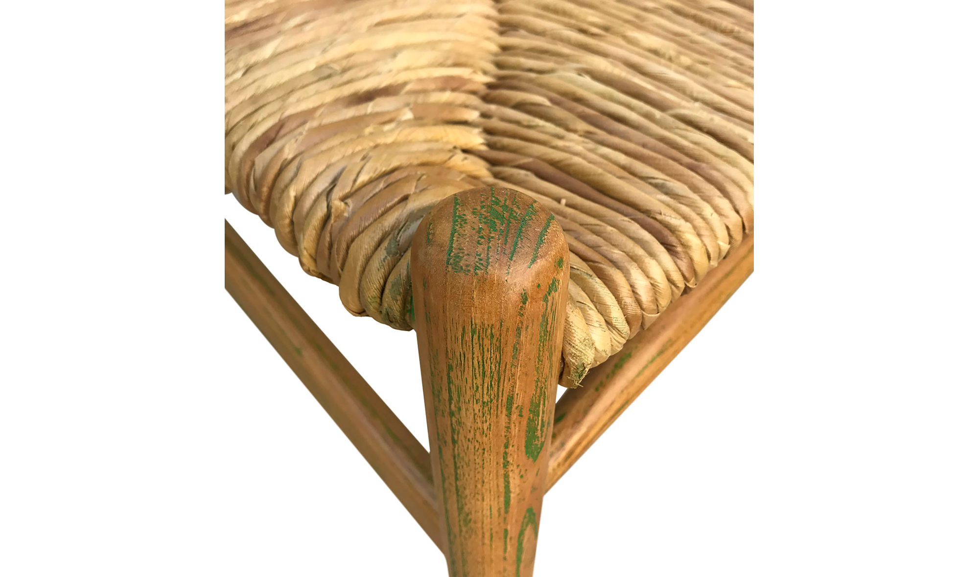 Sillón vintagl rarán y teca decape verde Mortel