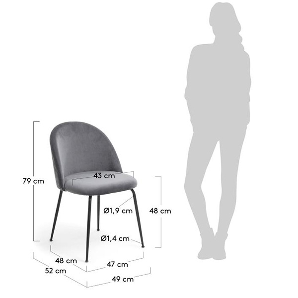 Silla tapizada gris moderna Teremys