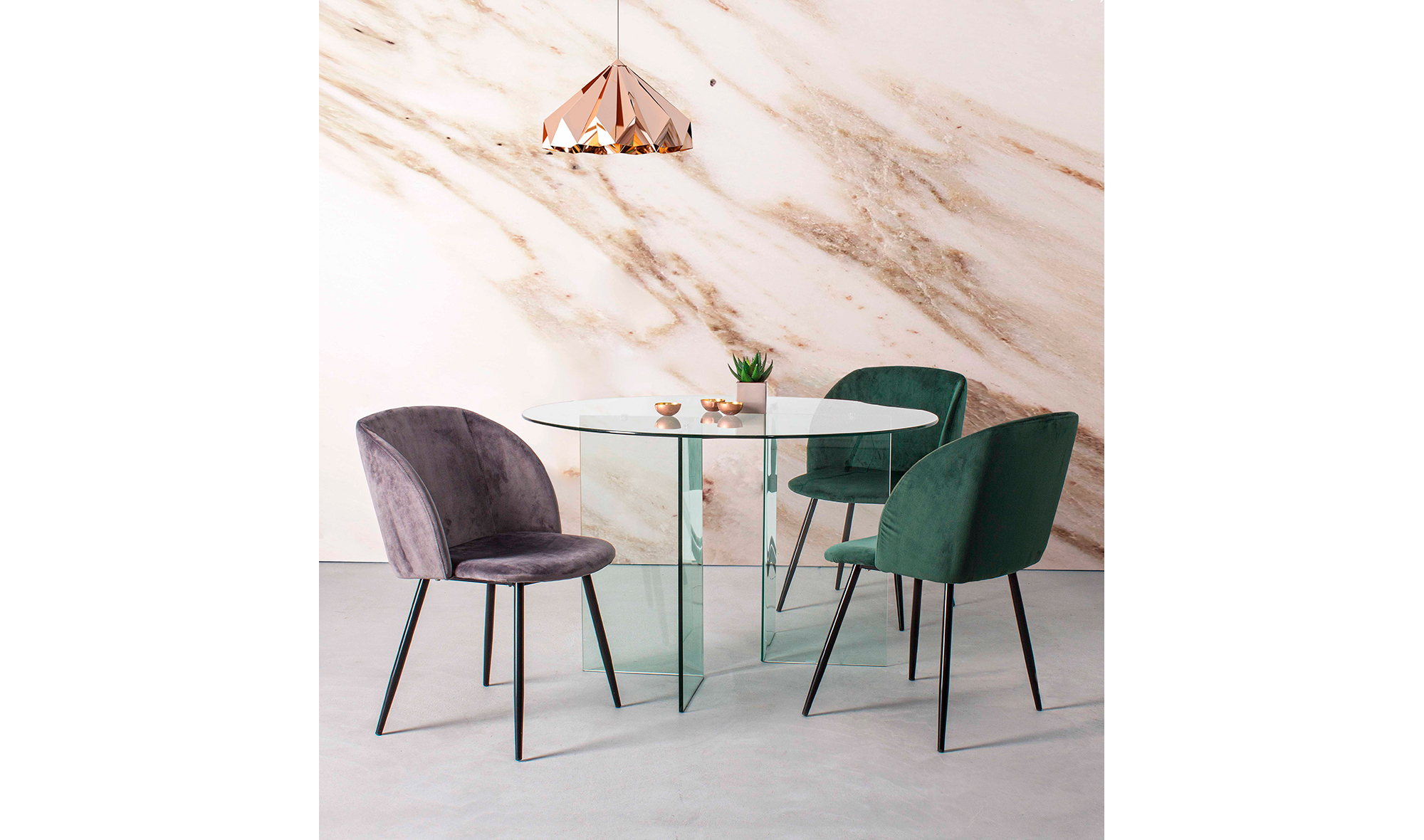 Mesa de comedor moderna redonda cristal templado Irid