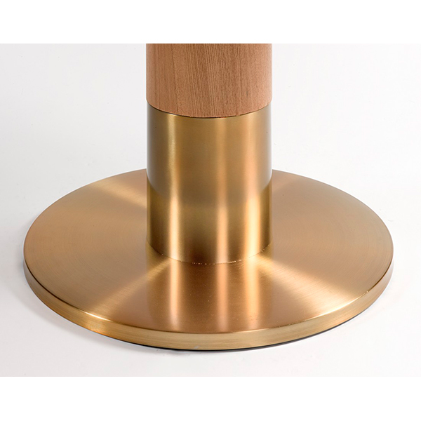Mesa de comedor redonda fresno y metal dorado Vaal