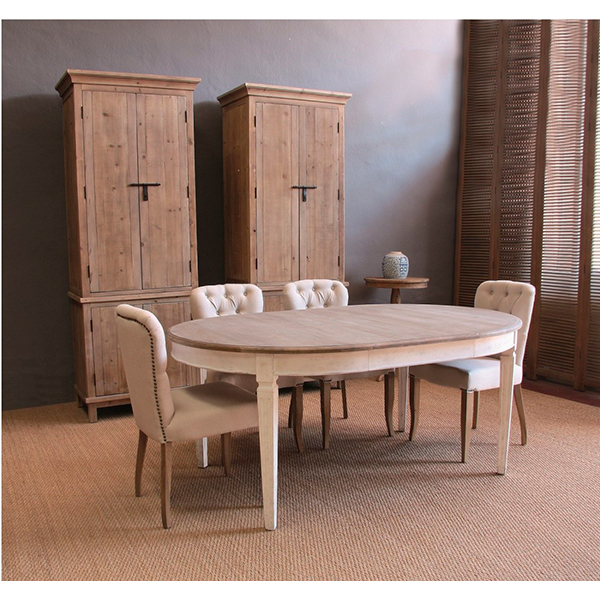 Mesa de comedor redonda extensible provenzal roble Gambetta